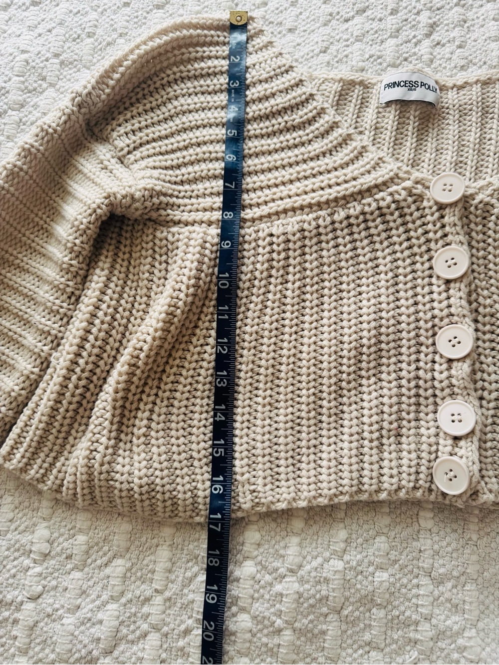 Princess Polly Artha Soft Chunky Knit Cream Button-Front Cardigan Sweater - Picture 11 of 14